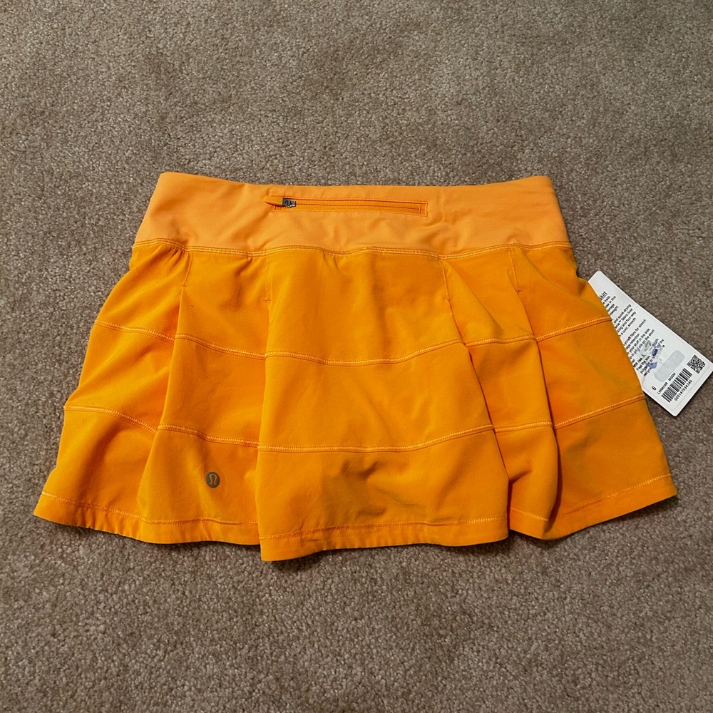 NWT Orange Lululemon Pace Rival MR Skirt